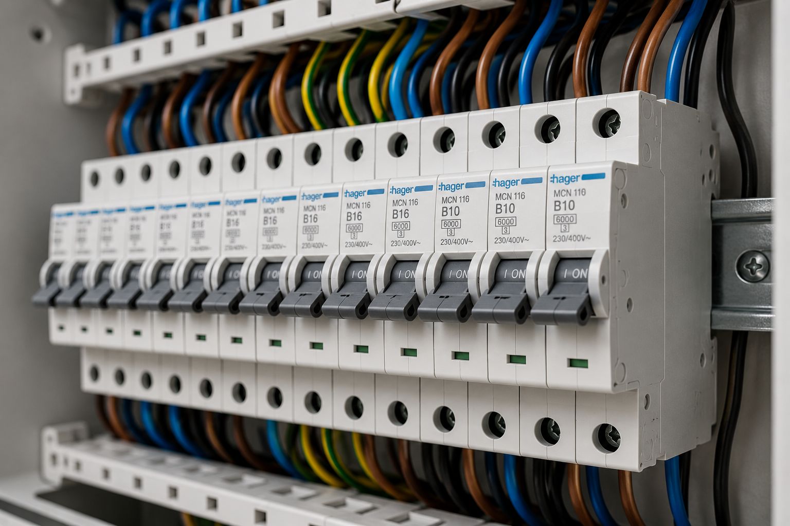 Electrical consumer unit with wiring